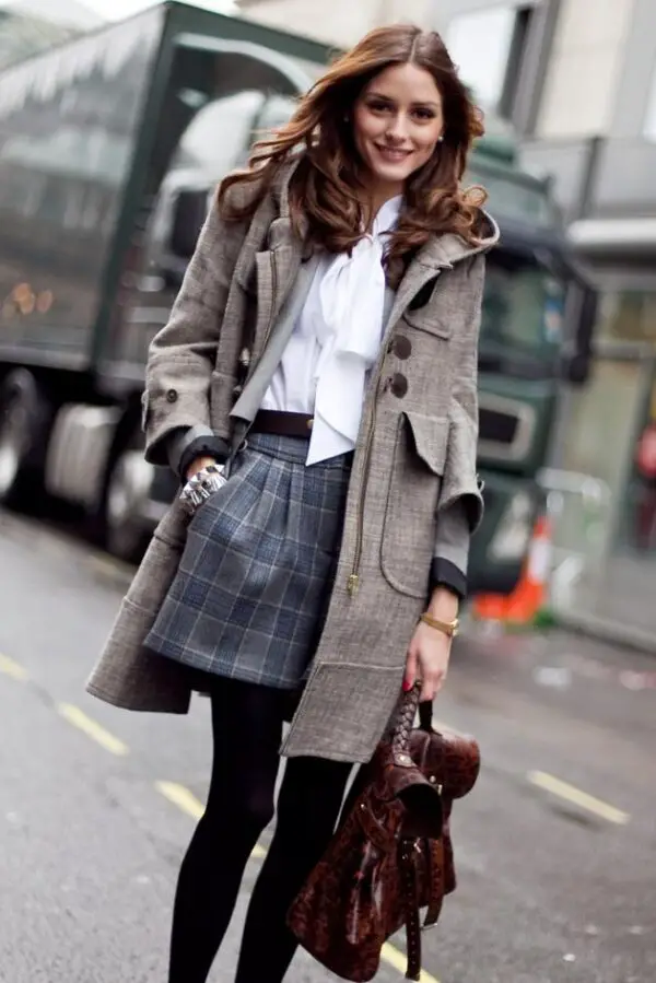 checkered-gray-skirt-preppy-look