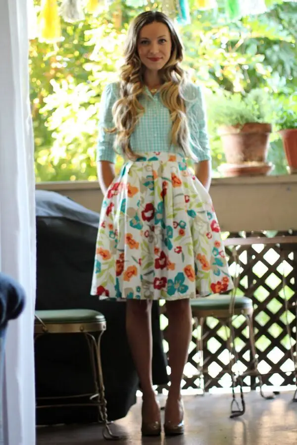gingham-top-and-floral-skirt