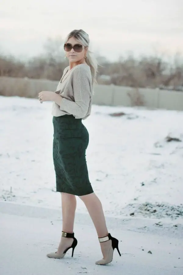 green-pencil-skirt