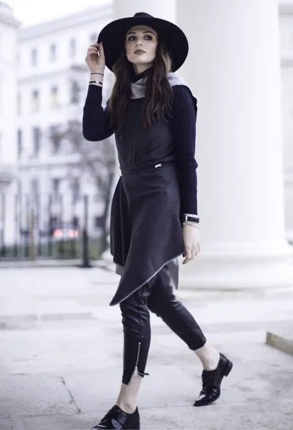 4-asymmetric-sweater-dress-with-leather-trousers