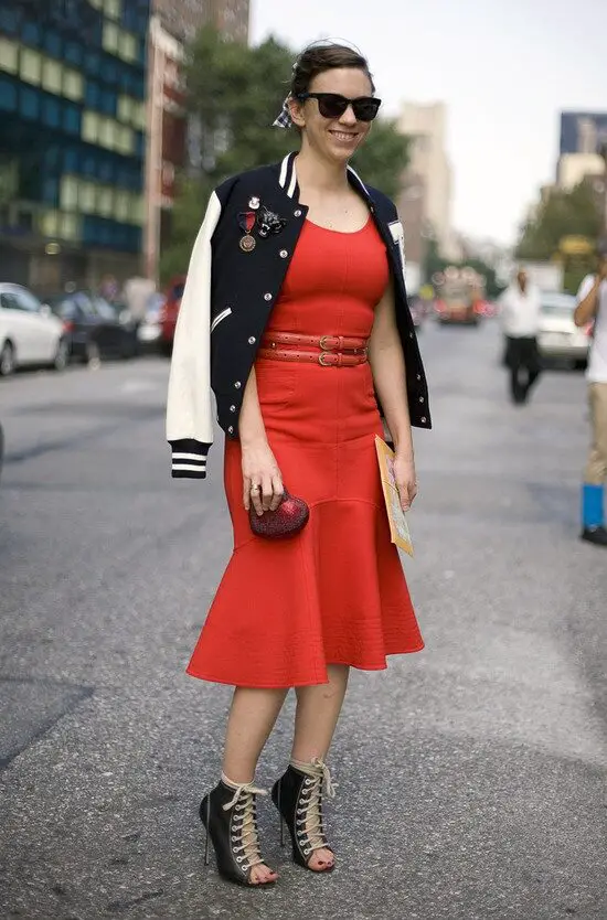 fit-and-flare-dress-and-varsity-jacket-1
