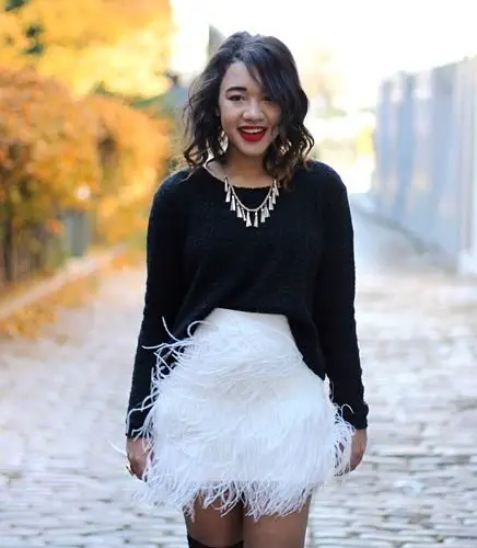 feather-skirt-and-black-top