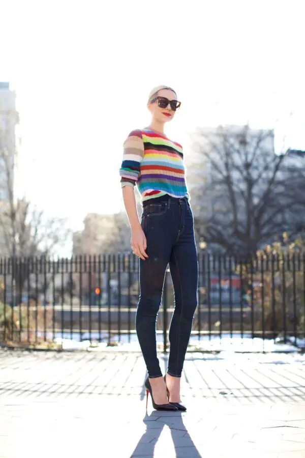 1-rainbow-striped-shirt-with-high-waist-skinny-jeans