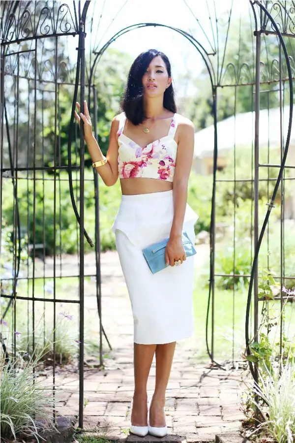 3-dainty-necklace-with-floral-bandeau-top-and-white-pencil-skirt-1