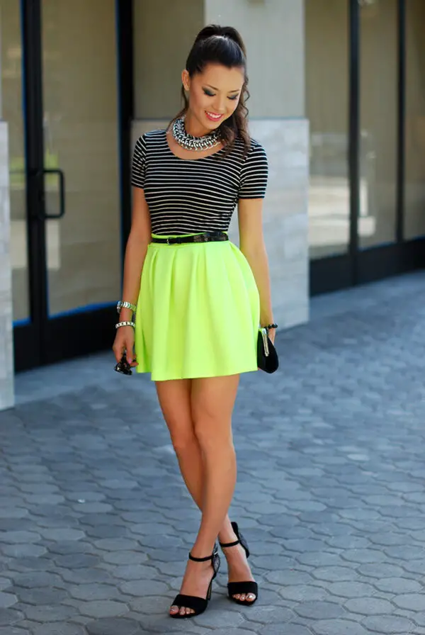 4-neon-yellow-skirt-with-striped-top
