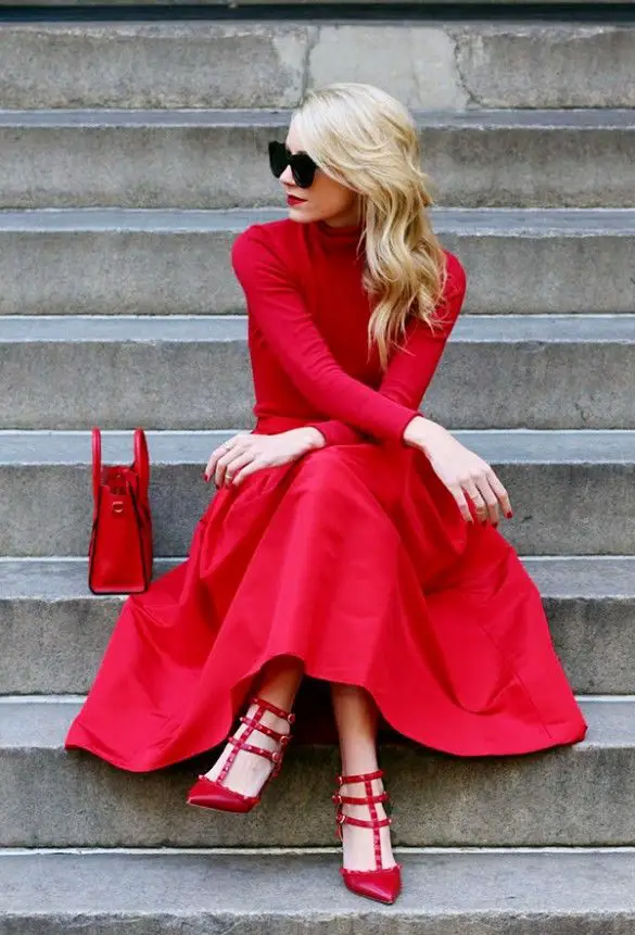 4-studded-heels-with-all-red-outfit
