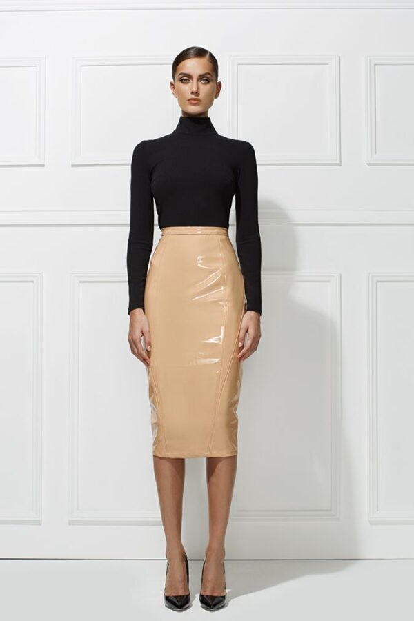 5-cropped-sweater-with-high-waist-patent-skirt