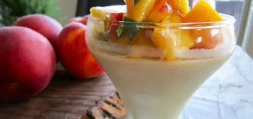 coconut-custard-with-peaches-and-mint