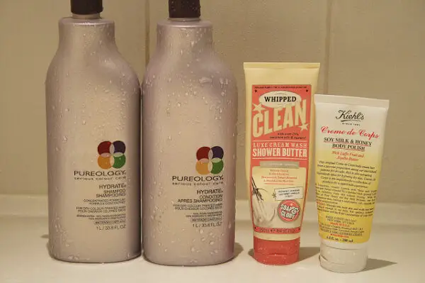 pureology-hydrate-shampoo-soap-glory-shower-butter-kiehls-body-polish
