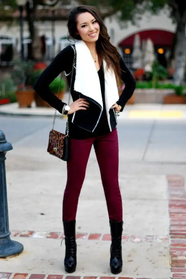 black-and-white-shearling-vest