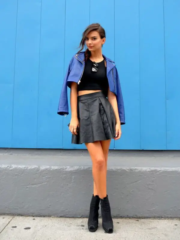 black-crop-top-and-blue-leather-jacket