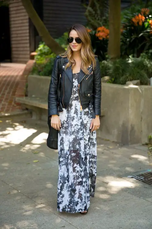 leather-jacket-and-printed-maxi-dress