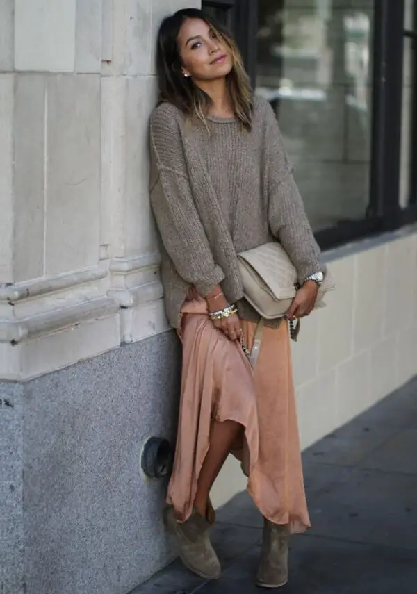 salmon-skirt-and-ankle-boots