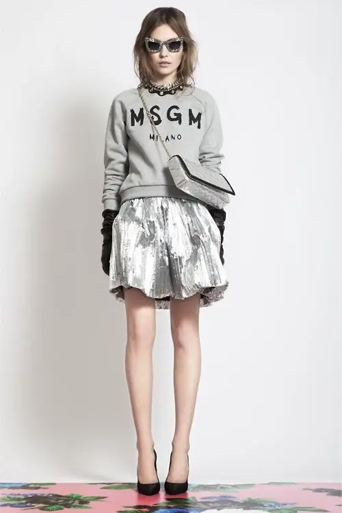 sweater-and-silver-skirt