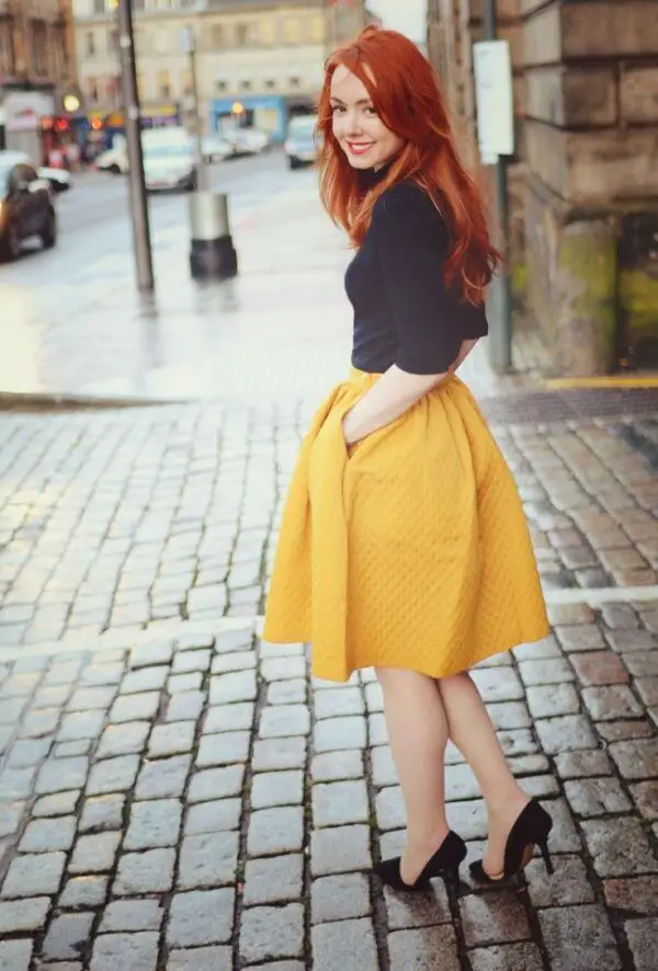yellow-midi-skirt