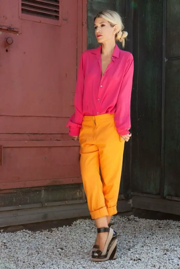 pink-and-yellow-office-chic-outfit