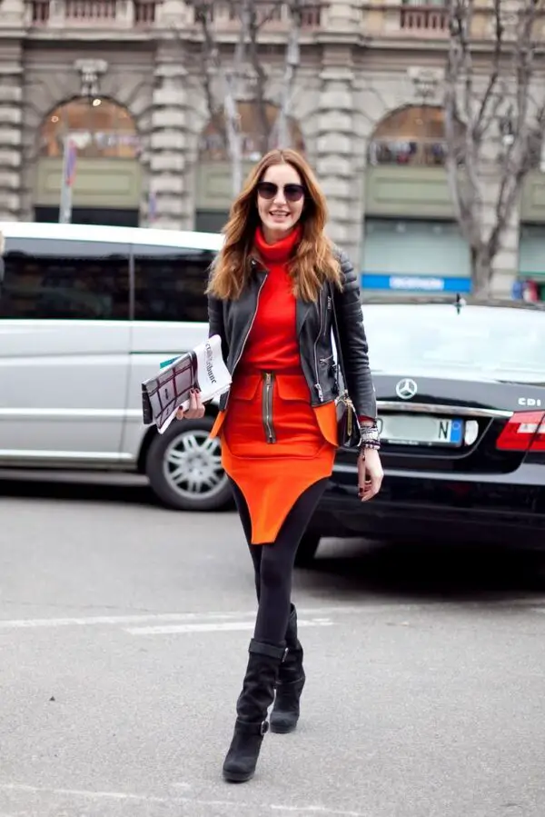 3-orange-dress-with-edgy-jacket