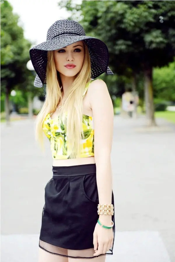 8-lemon-print-top-with-miniskirt-and-chic-hat