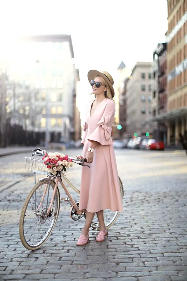 girly-dress-with-bow-sleeve-millennial-pink