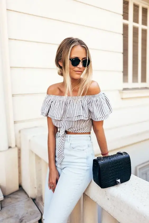 high-waisted-jeans-and-off-shoulder-top