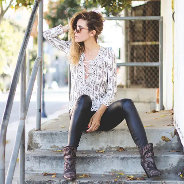 3-printed-top-with-leather-leggings-and-cowboy-boots