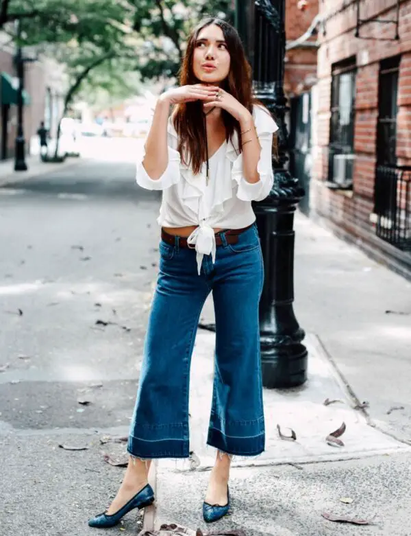 1-flared-denim-culottes-with-ruffled-blouse
