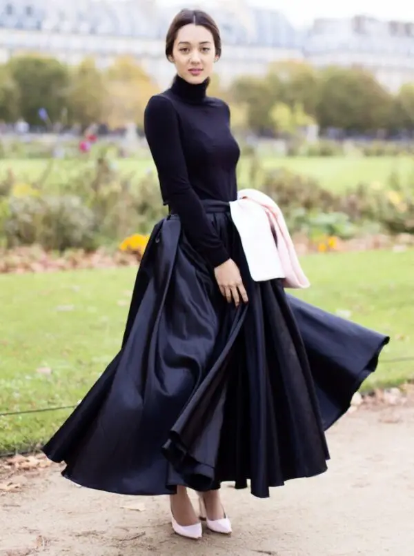 2-black-full-skirt-with-turtleneck-sweater