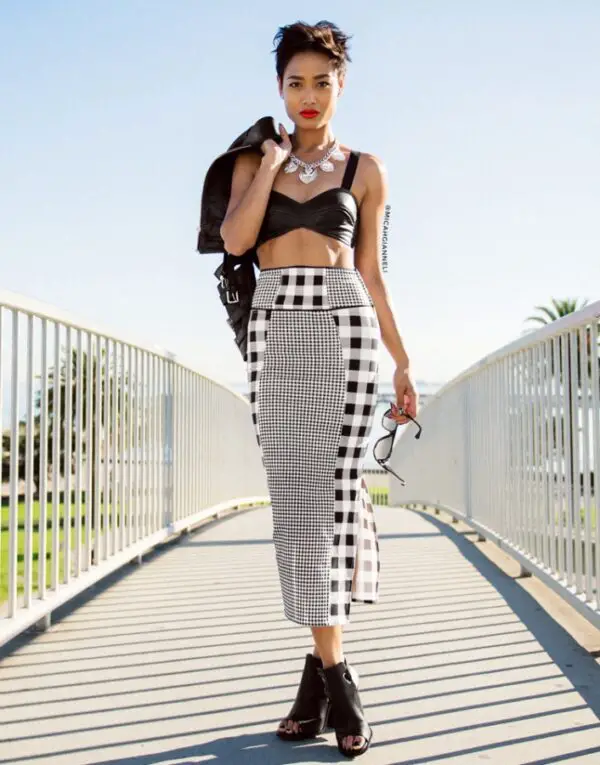 2-checkered-skirt-with-leather-bandeau-top