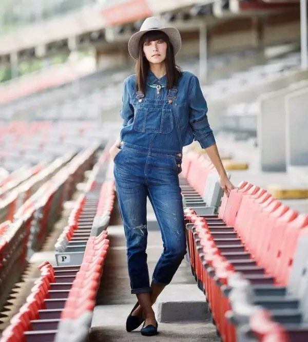 4-denim-jumpsuit-with-loafers-and-hat