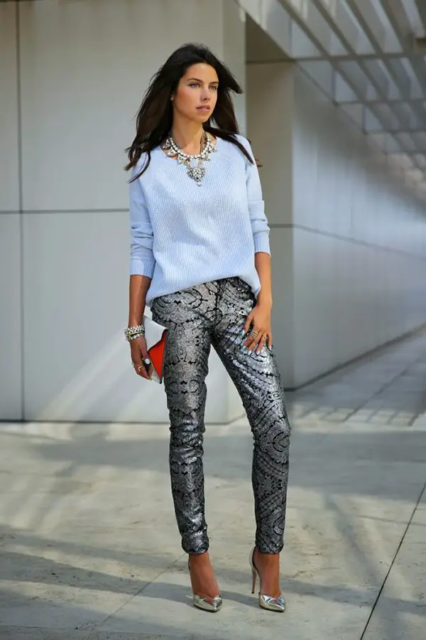 5-necklace-with-pastel-blue-sweater-and-metallic-pants
