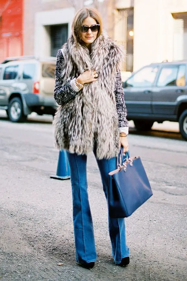 1-fur-vest-with-flared-jeans