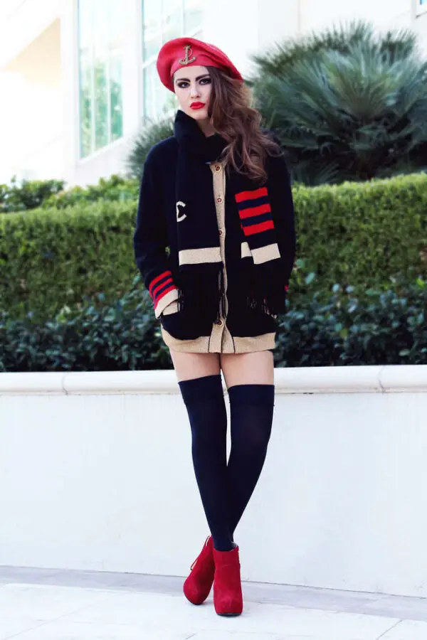 1-nautical-chic-outfit-with-ankle-boots-and-socks
