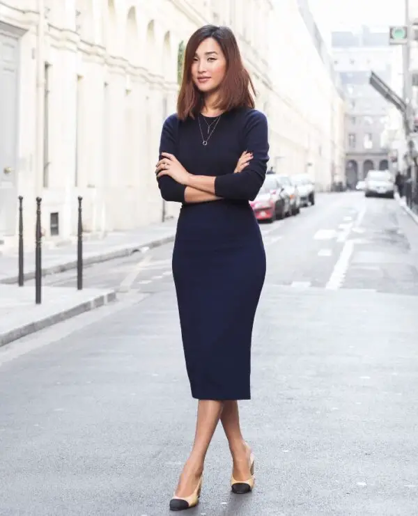 1-navy-midi-skirt-with-cap-toe-shoes