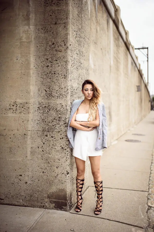 2-chic-dress-with-button-down-shirt-and-gladiator-sandals