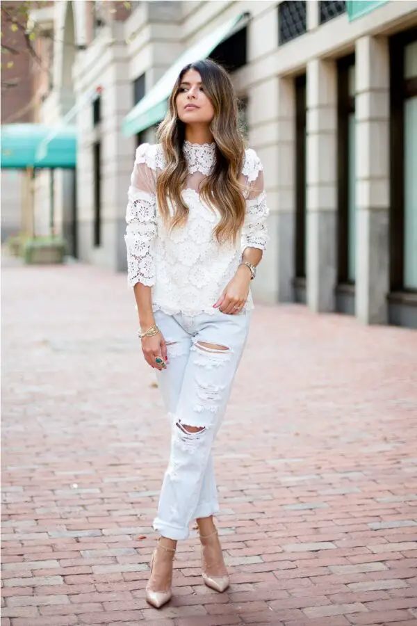 2-lace-top-with-ripped-jeans-and-nude-pumps