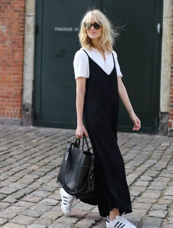 3-black-slip-dress-with-button-down-shirt-and-sneakers