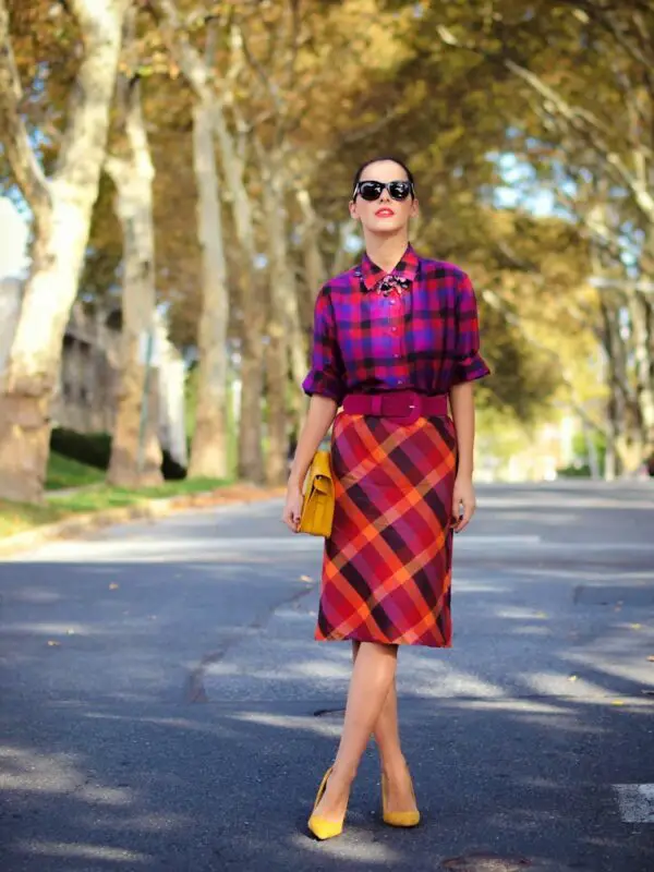 3-gingham-outfit-with-mustard-bag-and-shoes