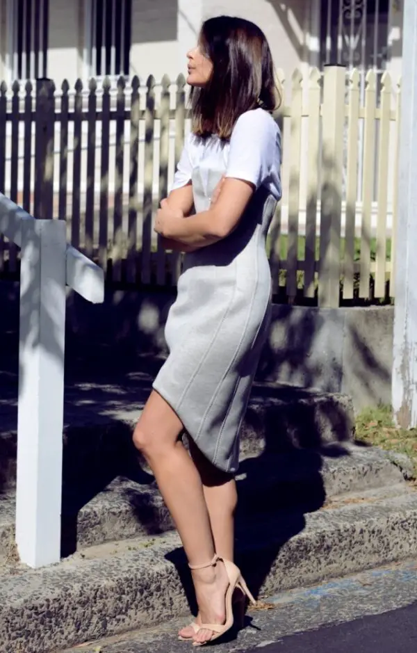 4-white-tee-with-gray-skirt-and-nude-heels