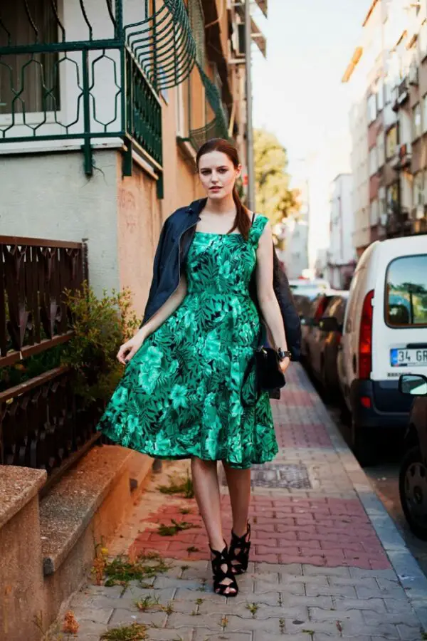 6-metallic-green-dress-with-strappy-sandals