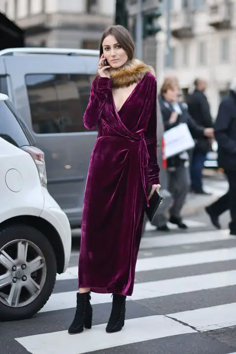 fur-collar-and-marsala-velvet-dress