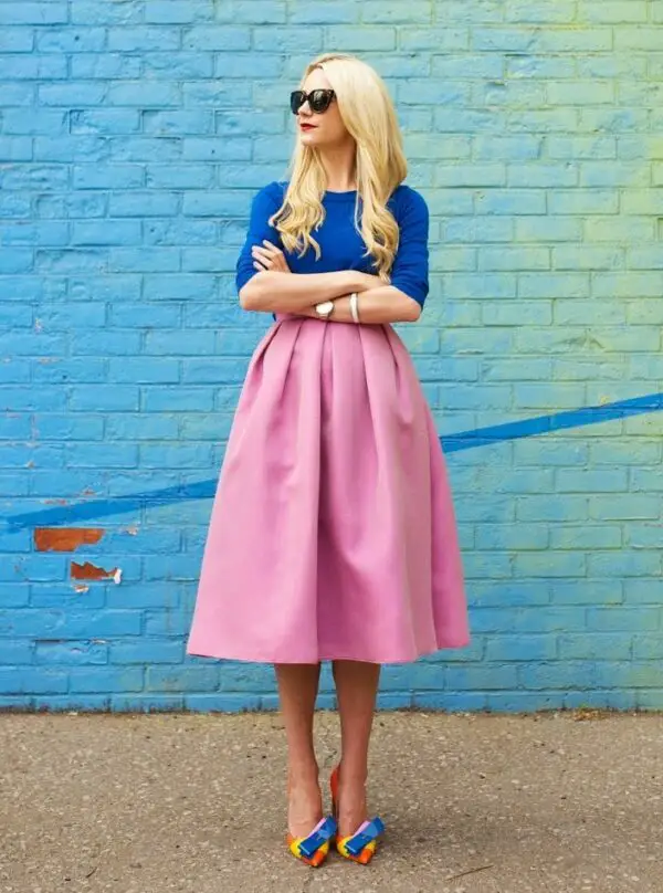 1-cobalt-blue-top-with-lavender-full-skirt-and-cute-pumps