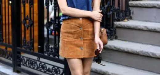 1-frayed-denim-top-with-suede-button-front-skirt-and-sneakers