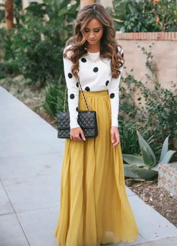 1-polka-dots-sweater-with-mustard-maxi-skirt