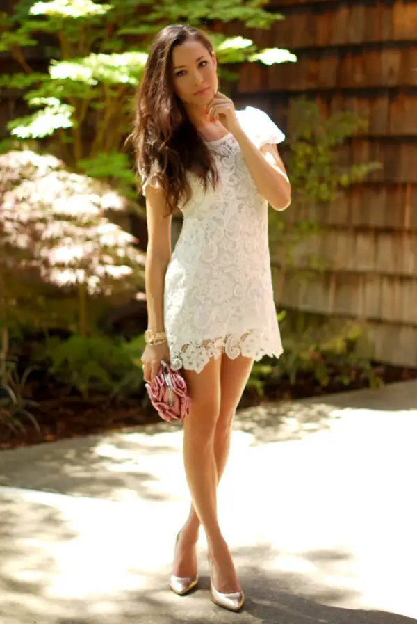 1-white-lace-dress-with-metallic-pumps