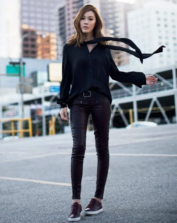 2-leather-sneakers-with-edgy-trousers-and-chiffon-blouse-with-skinny-scarf