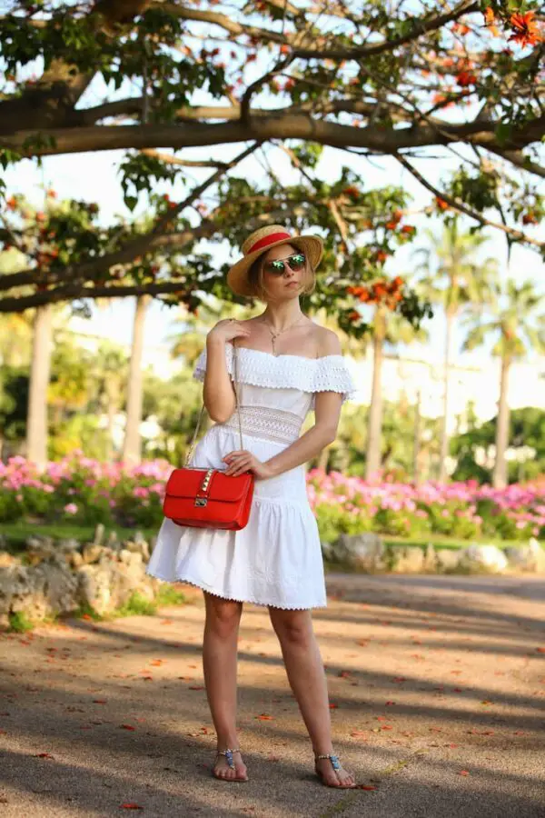 2-off-shoulder-white-dress-with-thong-sandals
