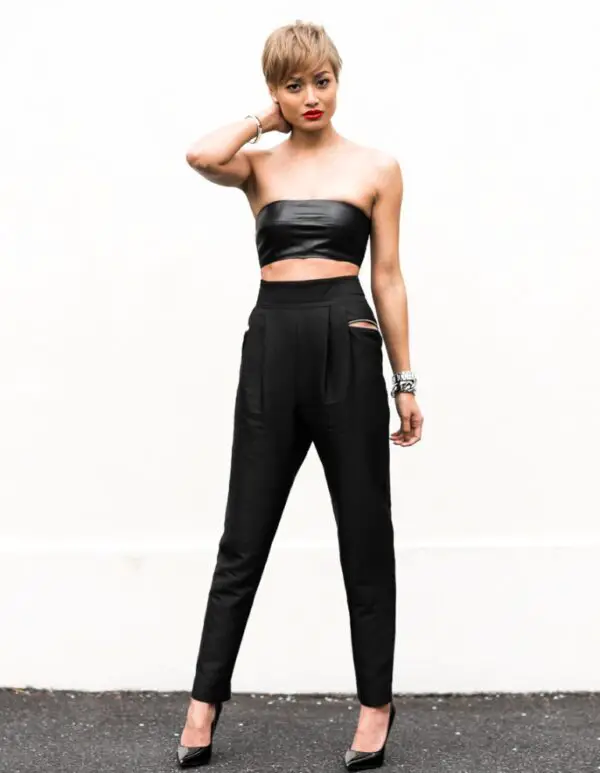 3-leather-bandeau-top-with-high-waist-pants-and-classic-pumps