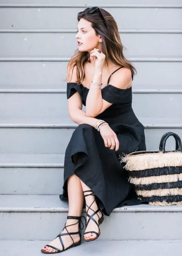 4-cold-shoulder-dress-with-ethnic-tote