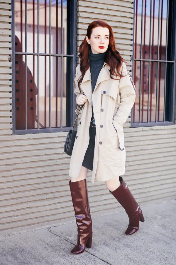 4-knitted-dress-with-trench-coat-and-patent-boots