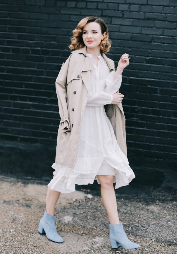 5-pastel-blue-booties-with-vintage-dress-and-trench-coat